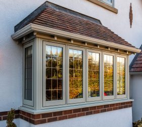 Textured Agate Grey Painswick Heritage Cottage Window Style with Leaded Glass Timberlook Windows