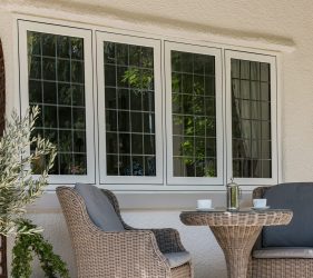 Cream Wood Effect PVCu Windows by Timberlook Heritage Flush Sash