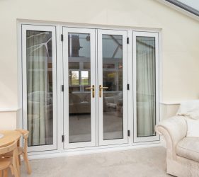 Flush Sash PVCu French Door set in Wood Grain Effect PVCu