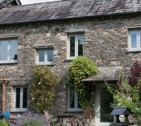 Green Grey Painswick Timber Effect Cottage Windows for Old Stone Build Home