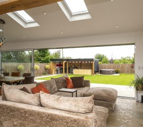 Smart Sliding Aluminium Glazed Patio Doors in Painswick RAL 7038