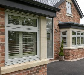 Corner and Bay Window in Wood Effect uPVC Timber Look Flush Sash